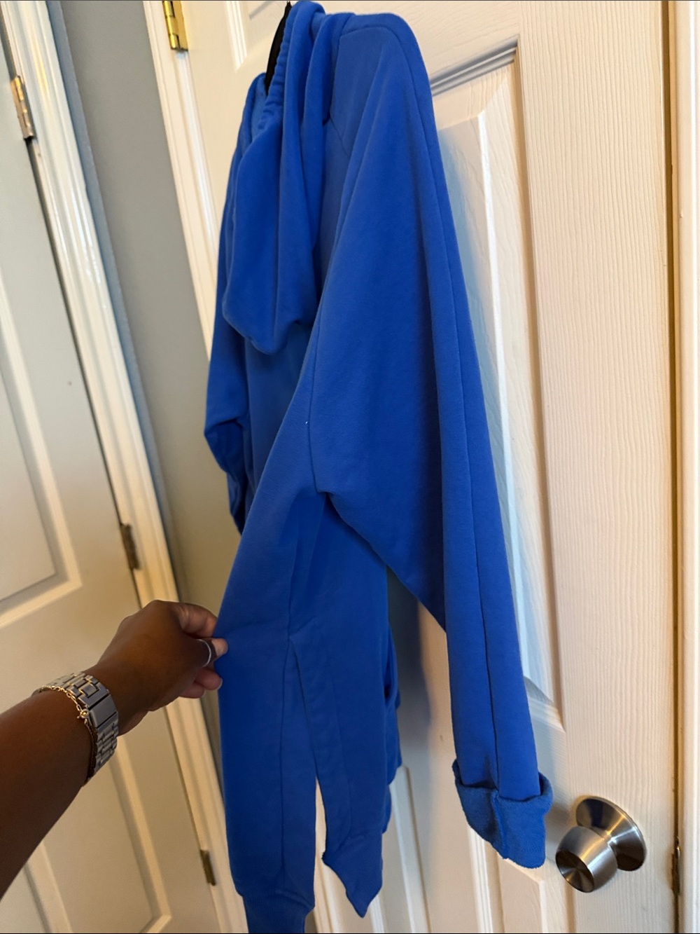 Source Unknown Royal Blue Hoodie with White Drawstrings - Picture 9 of 10